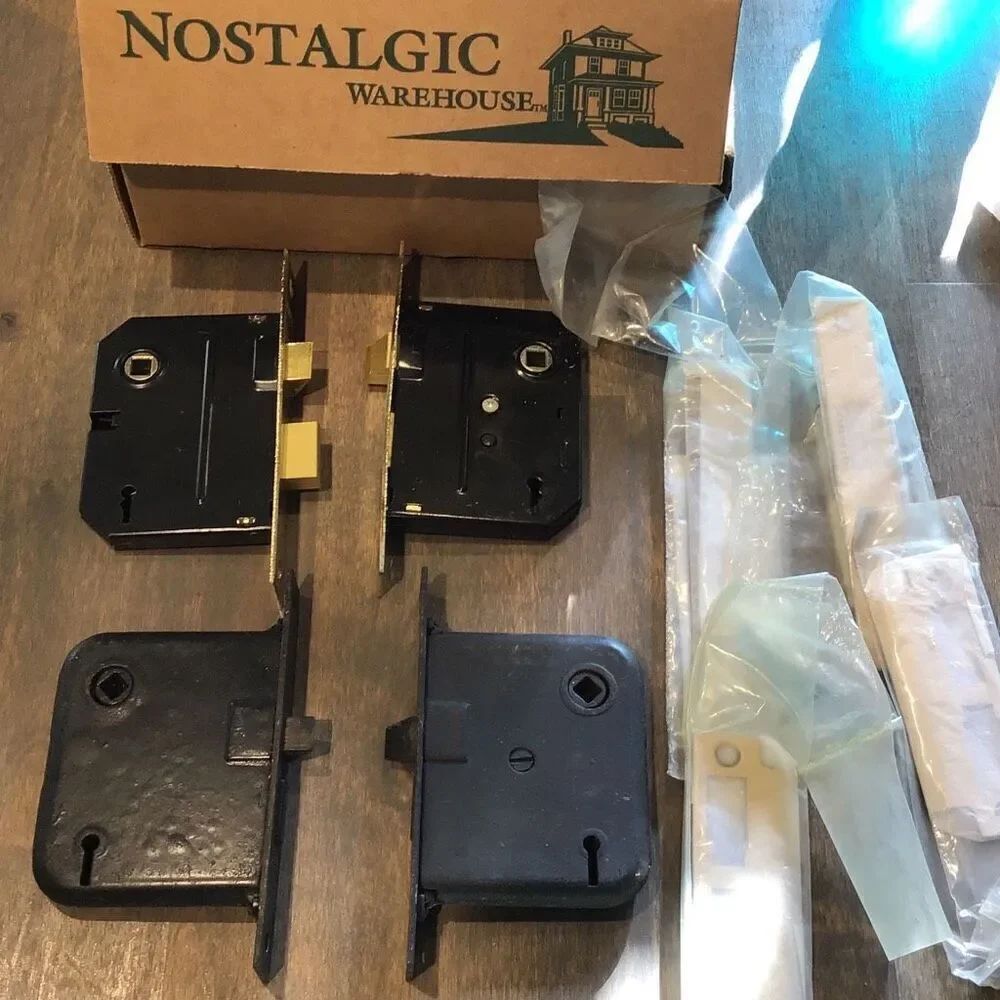 Vintage mortise lock set 2 re-pops 2 original, no keys